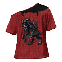 Western Yoke Cross Shoulder Shirt Krampus Christmas Horror Style - Wonder Print Shop