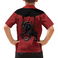 Western Yoke Family Matching Long Sleeve Bodycon Dress and Hawaiian Shirt Krampus Christmas Horror Style - Wonder Print Shop