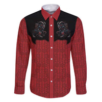 Western Yoke Family Matching Long Sleeve Bodycon Dress and Hawaiian Shirt Krampus Christmas Horror Style - Wonder Print Shop