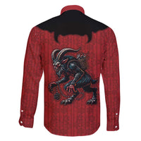 Western Yoke Family Matching Long Sleeve Bodycon Dress and Hawaiian Shirt Krampus Christmas Horror Style - Wonder Print Shop