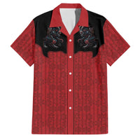 Western Yoke Family Matching Off The Shoulder Long Sleeve Dress and Hawaiian Shirt Krampus Christmas Horror Style - Wonder Print Shop
