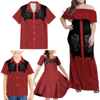 Western Yoke Family Matching Off Shoulder Maxi Dress and Hawaiian Shirt Krampus Christmas Horror Style - Wonder Print Shop