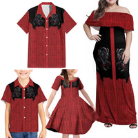 Western Yoke Family Matching Off Shoulder Maxi Dress and Hawaiian Shirt Krampus Christmas Horror Style - Wonder Print Shop