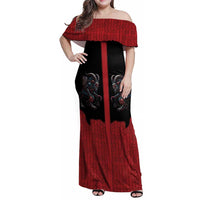 Western Yoke Family Matching Off Shoulder Maxi Dress and Hawaiian Shirt Krampus Christmas Horror Style - Wonder Print Shop