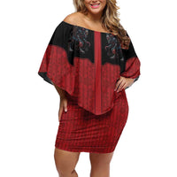 Western Yoke Family Matching Off Shoulder Short Dress and Hawaiian Shirt Krampus Christmas Horror Style - Wonder Print Shop