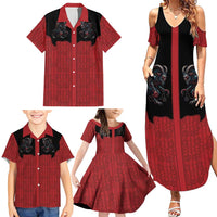 Western Yoke Family Matching Summer Maxi Dress and Hawaiian Shirt Krampus Christmas Horror Style - Wonder Print Shop