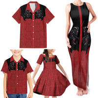 Western Yoke Family Matching Tank Maxi Dress and Hawaiian Shirt Krampus Christmas Horror Style - Wonder Print Shop