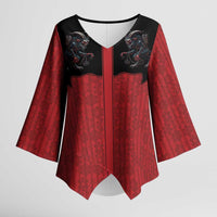 Western Yoke Kimono Sleeve Blouse Krampus Christmas Horror Style - Wonder Print Shop