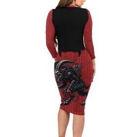 Western Yoke Long Sleeve Bodycon Dress Krampus Christmas Horror Style - Wonder Print Shop