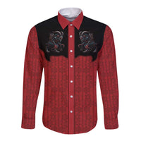 Western Yoke Long Sleeve Button Shirt Krampus Christmas Horror Style - Wonder Print Shop