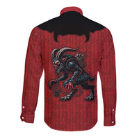 Western Yoke Long Sleeve Button Shirt Krampus Christmas Horror Style - Wonder Print Shop