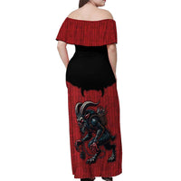 Western Yoke Off Shoulder Maxi Dress Krampus Christmas Horror Style - Wonder Print Shop