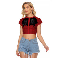 Western Yoke Raglan Cropped T Shirt Krampus Christmas Horror Style - Wonder Print Shop