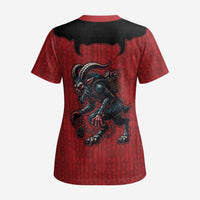 Western Yoke Scrub Top Krampus Christmas Horror Style - Wonder Print Shop