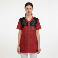 Western Yoke Scrub Top Krampus Christmas Horror Style - Wonder Print Shop