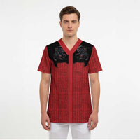 Western Yoke Scrub Top Krampus Christmas Horror Style - Wonder Print Shop