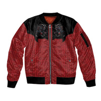 Western Yoke Sleeve Zip Bomber Jacket Krampus Christmas Horror Style - Wonder Print Shop
