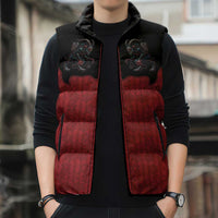 Western Yoke Sleeveless Puffer Jacket Krampus Christmas Horror Style - Wonder Print Shop