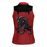 Western Yoke Women Sleeveless Polo Shirt Krampus Christmas Horror Style - Wonder Print Shop