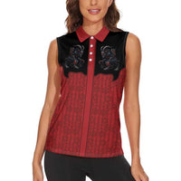 Western Yoke Women Sleeveless Polo Shirt Krampus Christmas Horror Style - Wonder Print Shop