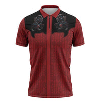 Western Yoke Zipper Polo Shirt Krampus Christmas Horror Style - Wonder Print Shop