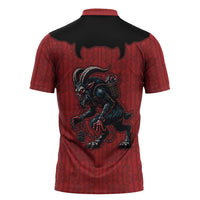 Western Yoke Zipper Polo Shirt Krampus Christmas Horror Style - Wonder Print Shop