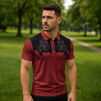 Western Yoke Zipper Polo Shirt Krampus Christmas Horror Style - Wonder Print Shop
