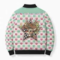 Western Yoke Bomber Puffer Jacket Rudolph Cowboy Christmas Retro Style - Wonder Print Shop