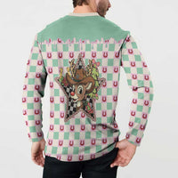 Western Yoke Button Sweatshirt Rudolph Cowboy Christmas Retro Style - Wonder Print Shop