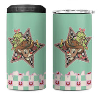 Western Yoke 4 in 1 Can Cooler Tumbler Rudolph Cowboy Christmas Retro Style - Wonder Print Shop