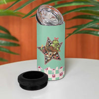 Western Yoke 4 in 1 Can Cooler Tumbler Rudolph Cowboy Christmas Retro Style - Wonder Print Shop