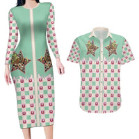 Western Yoke Couples Matching Long Sleeve Bodycon Dress and Hawaiian Shirt Rudolph Cowboy Christmas Retro Style - Wonder Print Shop