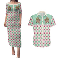 Western Yoke Couples Matching Puletasi and Hawaiian Shirt Rudolph Cowboy Christmas Retro Style - Wonder Print Shop