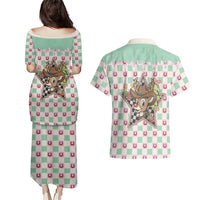 Western Yoke Couples Matching Puletasi and Hawaiian Shirt Rudolph Cowboy Christmas Retro Style - Wonder Print Shop