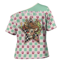 Western Yoke Cross Shoulder Shirt Rudolph Cowboy Christmas Retro Style - Wonder Print Shop
