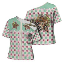 Western Yoke Cross Shoulder Shirt Rudolph Cowboy Christmas Retro Style - Wonder Print Shop