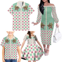 Western Yoke Family Matching Off The Shoulder Long Sleeve Dress and Hawaiian Shirt Rudolph Cowboy Christmas Retro Style - Wonder Print Shop