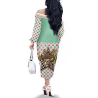 Western Yoke Family Matching Off The Shoulder Long Sleeve Dress and Hawaiian Shirt Rudolph Cowboy Christmas Retro Style - Wonder Print Shop