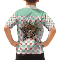 Western Yoke Family Matching Off Shoulder Short Dress and Hawaiian Shirt Rudolph Cowboy Christmas Retro Style - Wonder Print Shop