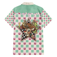Western Yoke Family Matching Off Shoulder Short Dress and Hawaiian Shirt Rudolph Cowboy Christmas Retro Style - Wonder Print Shop