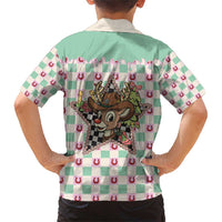 Western Yoke Family Matching Short Sleeve Bodycon Dress and Hawaiian Shirt Rudolph Cowboy Christmas Retro Style - Wonder Print Shop