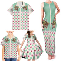 Western Yoke Family Matching Tank Maxi Dress and Hawaiian Shirt Rudolph Cowboy Christmas Retro Style - Wonder Print Shop