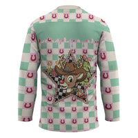 Western Yoke Hockey Jersey Rudolph Cowboy Christmas Retro Style - Wonder Print Shop