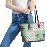 Western Yoke Leather Tote Bag Rudolph Cowboy Christmas Retro Style - Wonder Print Shop