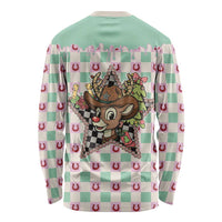 Western Yoke Long Sleeve Shirt Rudolph Cowboy Christmas Retro Style - Wonder Print Shop