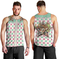 Western Yoke Men Tank Top Rudolph Cowboy Christmas Retro Style - Wonder Print Shop