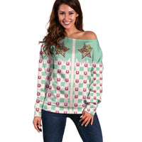 Western Yoke Off Shoulder Sweater Rudolph Cowboy Christmas Retro Style - Wonder Print Shop