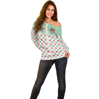 Western Yoke Off Shoulder Sweater Rudolph Cowboy Christmas Retro Style - Wonder Print Shop