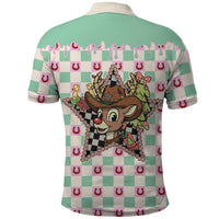 Western Yoke Polo Shirt Rudolph Cowboy Christmas Retro Style - Wonder Print Shop