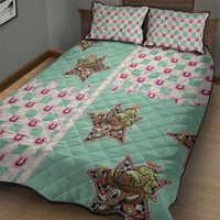 Western Yoke Quilt Bed Set Rudolph Cowboy Christmas Retro Style - Wonder Print Shop